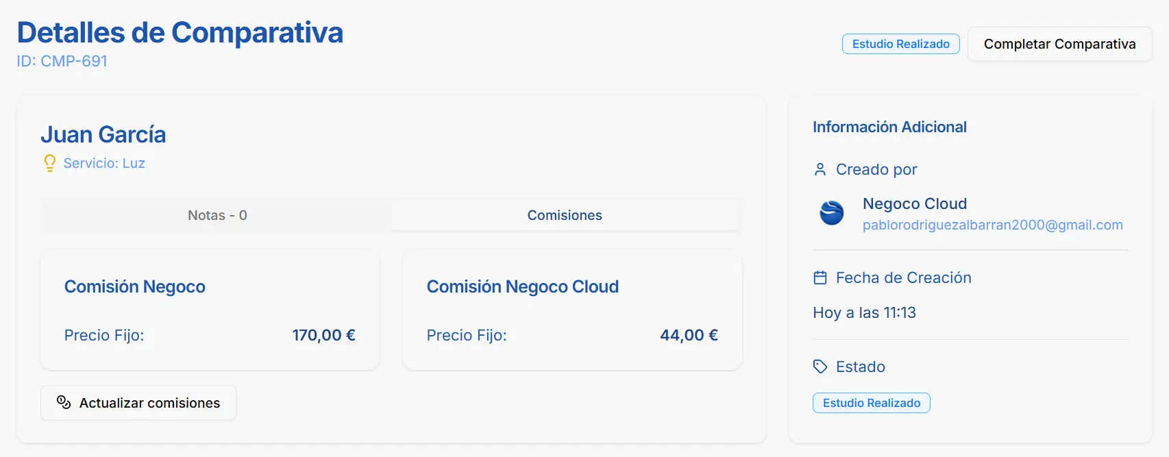 Convierte comparativas en contratos con un clic